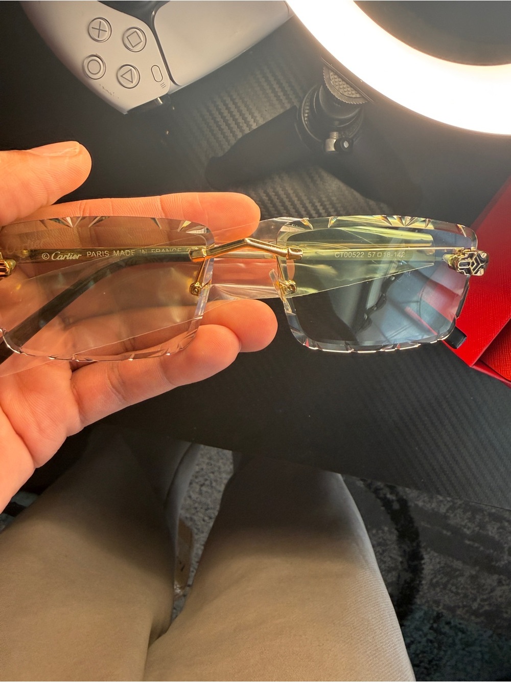 Cartier Women's Rimless Gradient Sunglasses in Green and Gold